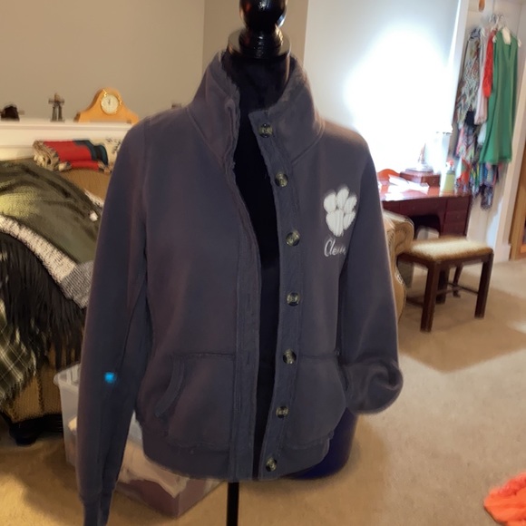Gray Button-Up Jacket with White Logo - Picture 6 of 8